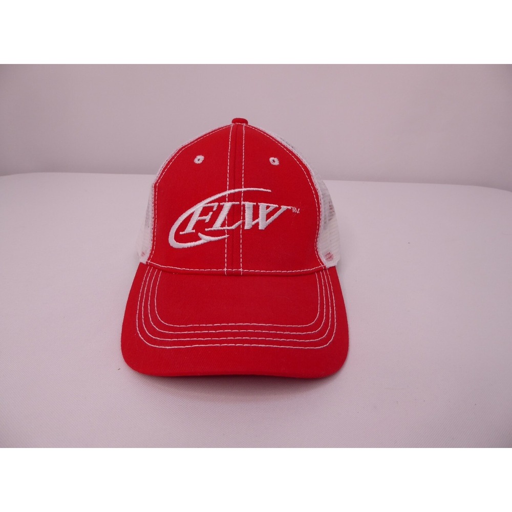 Fishing League Worldwide FLW Red White Snapback Trucker Cap Hat